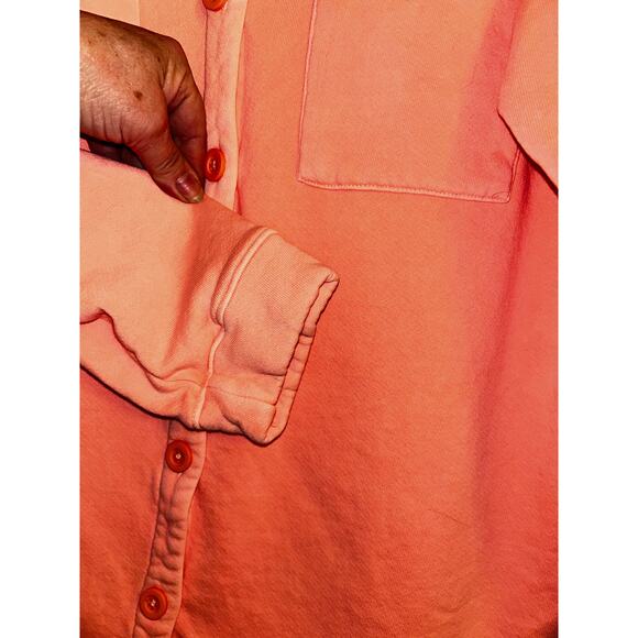 SUNDRY Spring Fleece  Pigment Peach Casual Long Sleeves Shirt Jacket Shacket - Picture 6 of 10